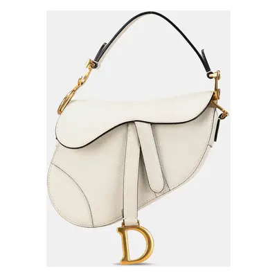 Dior White Mini Leather Saddle Bag