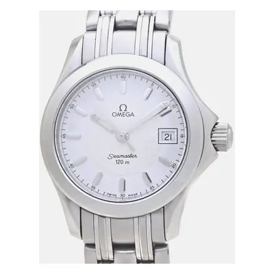 Omega White Stainless Steel Seamaster 2581.21 Quartz Women's Wristwatch mm