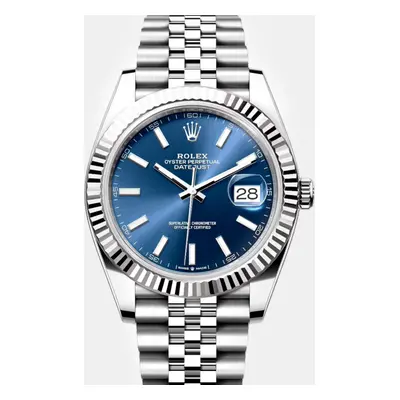 Rolex Blue Stainless Steel Datejust Automatic Men's Wristwatch mm