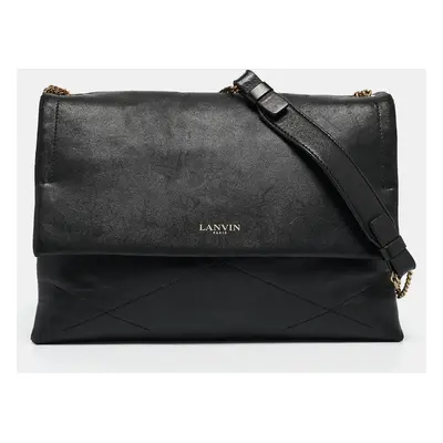 Lanvin Black Leather Sugar Flap Bag