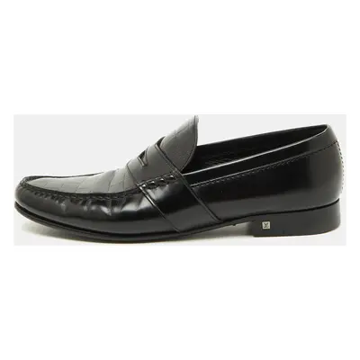 Louis Vuitton Black Damier Leather Santiago Slip On Loafers Size 43.5