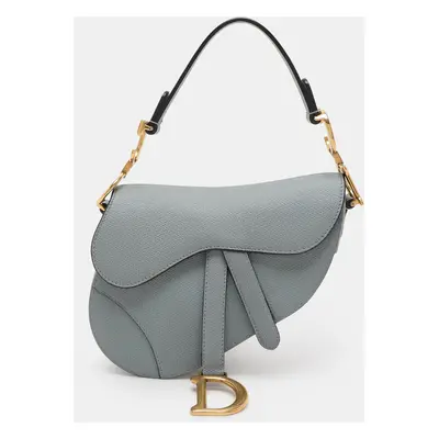 Dior Blue Leather Mini Saddle Bag