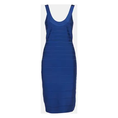 Herve Leger Blue Knit Sleeveless Bandage Dress