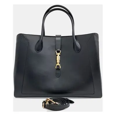 Gucci Black Leather Jackie Large Tote Bag