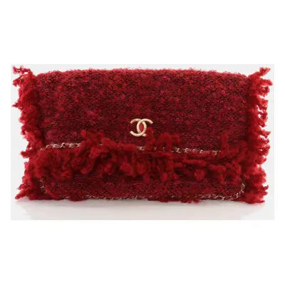 Chanel Red Tweed Fringe Clutch