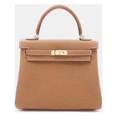 Hermes Kelly Gold Handbag Brown