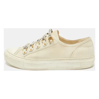 Dior Cream Canvas Walk'n'Dior Lace Up Sneakers Size 39.5