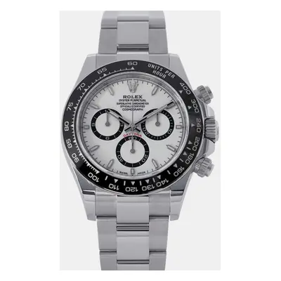 Rolex White Stainless Steel Cosmograph Daytona Automatic Men's Wristwatch mm