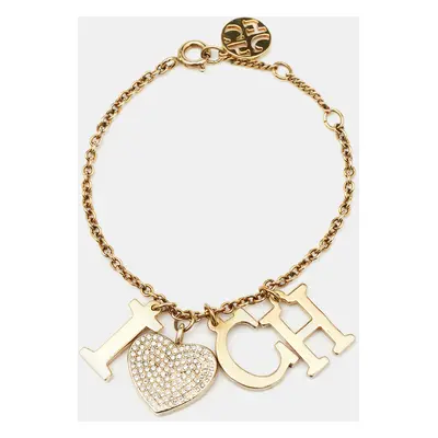 Carolina Herrera CH Crystals Gold Tone Bracelet