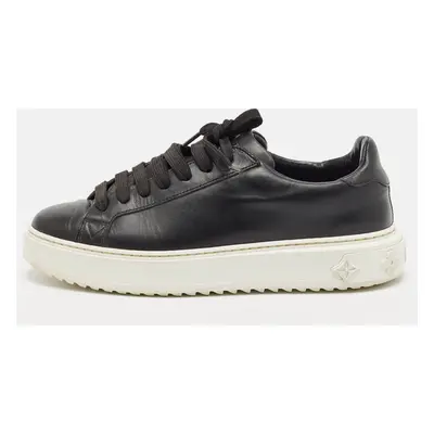 Louis Vuitton Black Leather Time Out Low Top Sneakers Size 38.5