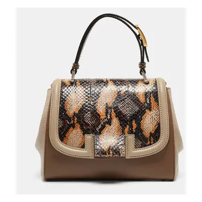 Fendi Multicolor Leather and Python Silvana Top Handle Bag