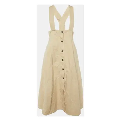 Dior Light Beige Distressed Cotton Pinafore Dress