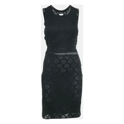 Chanel Black Patterned Knit Sleeveless Short Dress