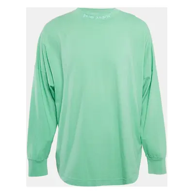 Palm Angels Green Logo Print Full Sleeve Oversized T-Shirt