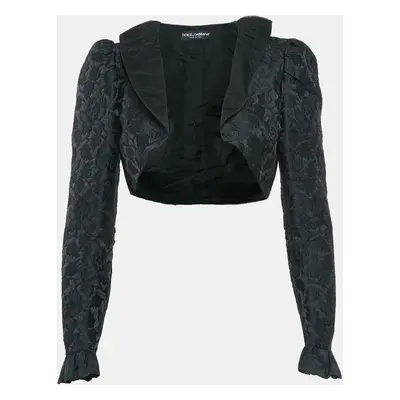 Dolce & Gabbana Black Jacquard Ruffled Bolero Jacket