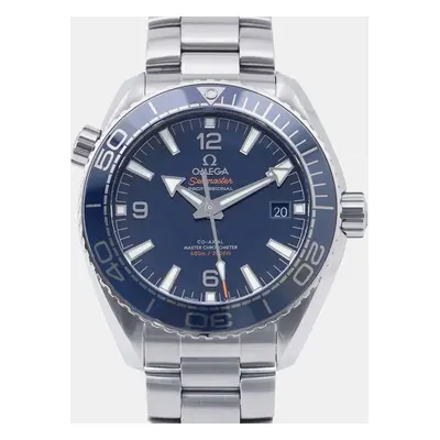 Omega Blue Stainless Steel Seamaster Planet Ocean 215.30.44.21.03.001 Automatic Men's Wristwatch