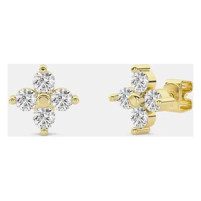 14K White Lab Grown Diamond Stones Flower Stud (1.75 Ctw)