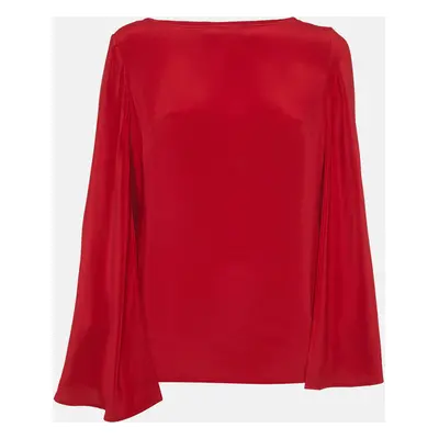 Ralph Lauren Red Silk Cape Detail Top