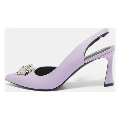 Versace Purple Leather Medusa Slingback D'orsay Pumps Size