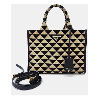 Prada Multicolor Fabric Symbol Tote And Shoulder Bag