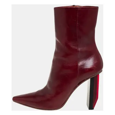 Vetements Burgundy Leather Reflector Ankle Boots Size