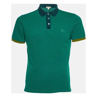 Burberry Brit Green Cotton Contrast Detail Polo T-Shirt