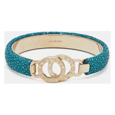 Bvlgari Bvlgari Blue Leather Gold Tone Bracelet