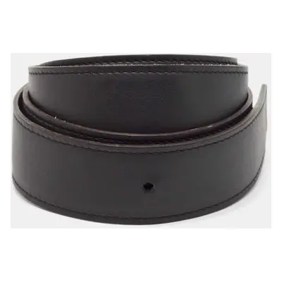 Hermès Bleu Minuit/Noir Togo and Swift Leather Reversible Belt Strap