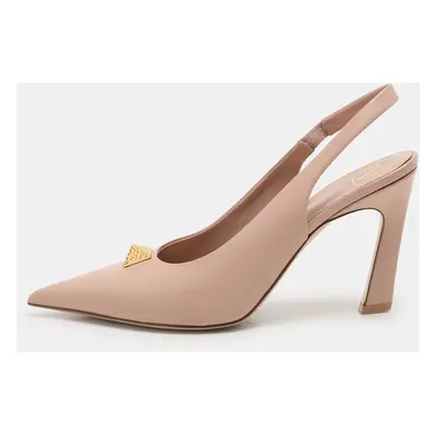 Valentino Nude Pink Leather One Stud Slingback Pumps Size