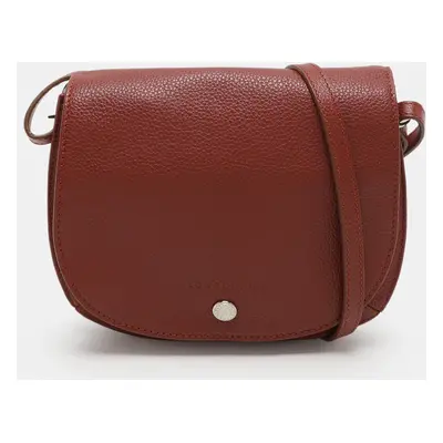 Longchamp Maroon Leather Le Foulonne Crossbody Flap Bag