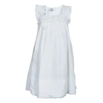 Scervino Street Girls White Rosette Detail Linen Dress Yrs