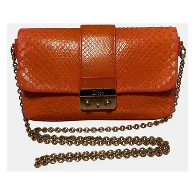 Christian Dior Orange Python Miss Dior Small Flap Bag