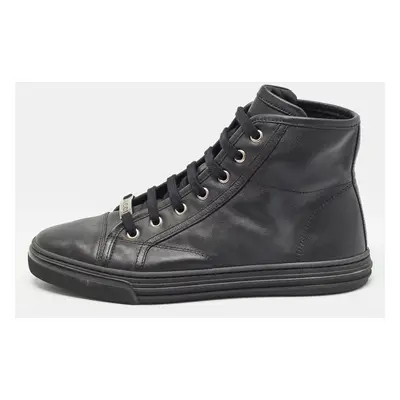 Gucci Black Leather GG High Top Sneakers Size