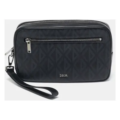 Dior Black CD Diamond Coated Canvas and Leather Toiletry Pouch