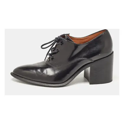 Celine Black Leather Lace Up Heeled Oxfords Size