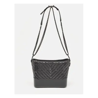 Chanel Black Quilted Aged Leather Medium Gabrielle Hobo