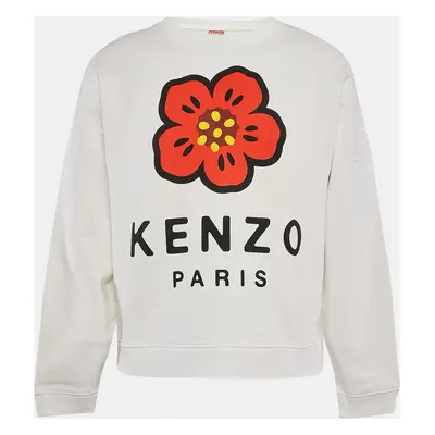 Kenzo White Boke Flower Print Cotton Knit Sweatshirt