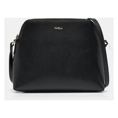 Furla Black Leather Dome Crossbody Bag