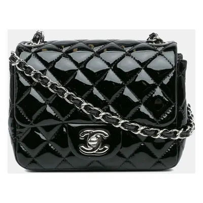 Chanel Black Patent Mini Square Classic Single Flap