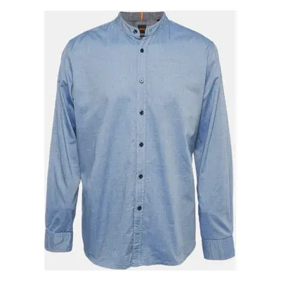 Boss By Hugo Boss Blue Patterned Cotton Long Sleeve Shirt