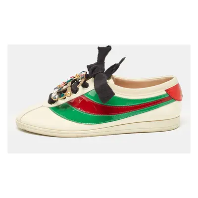 Gucci Multicolor Patent Leather Crystal Embellished Falacer Sneakers Size