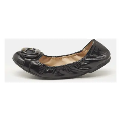 Prada Sport Black Patent Leather Scrunch Ballet Flats Size 38.5