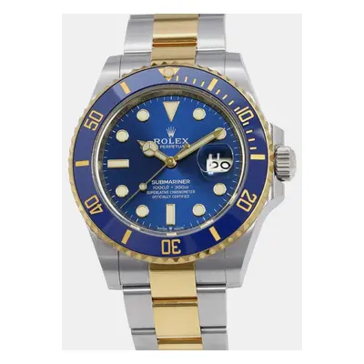 Rolex Blue 18k Yellow Gold Stainless Steel Submariner Automatic Men's Wristwatch mm