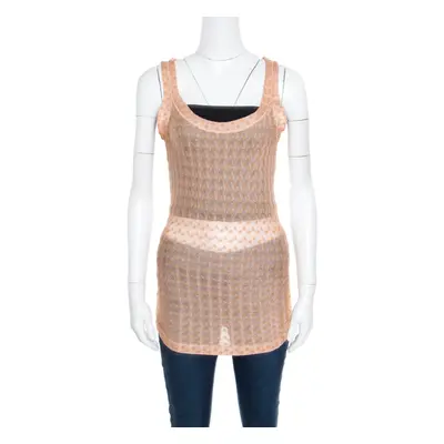 Missoni Pink Embroidered Perforated Knit Sleeveless Top