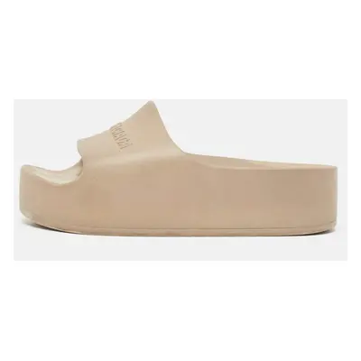 Balenciaga Beige Rubber Logo Chunky Slides Size