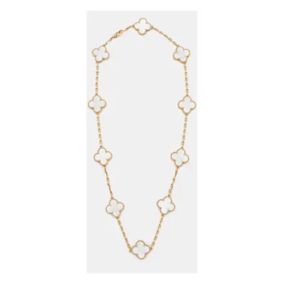 Van Cleef & Arpels Vintage Alhambra Mother of Pearl Motif 18k Yellow Gold Necklace