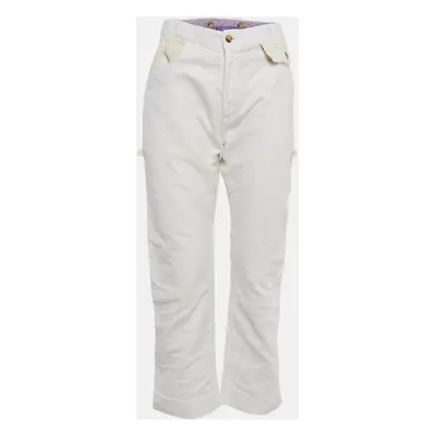 Etro White Denim Fur Detail Straight Pants