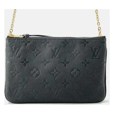 Louis Vuitton Noir Monogram Empreinte Leather Pochette Double Zip Bag