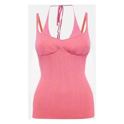 Jacquemus Pink/Orange Rib Knit La Maille Valensole Tank Top