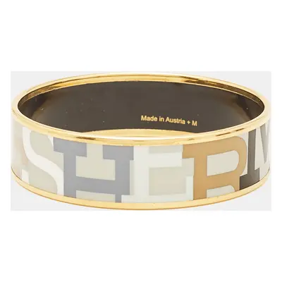 Hermès Multicolor Enamel Gold Plated Wide Bracelet